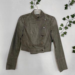 Theory Grey Denim Moto Jacket